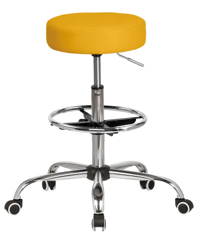 LZ 21SP EXT židle lékařská, HR sedák, kříž chrom, kruh pro nohy, ekokůže žlutá